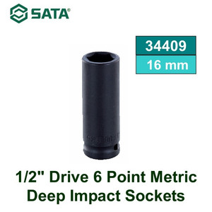 [34409] Kunci Shock 16 mm 34409 1/2" 6 PT Metric Deep Impact Socket Sata Tools