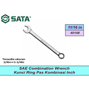 [40108] Kunci Ring Pas Kombinasi Inci 40108 Comb Wrench 11/16" Sata Tools