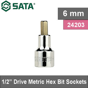 [24203] Mata Sok Bit Hex 6 mm 24203 1/2" 50 L Metric Hex Bit Socket Sata Tools