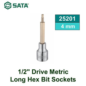 [25201] Mata Sok Bit Hex 4 mm 25201 1/2" 100 L Metric Hex Bit Socket Sata Tool