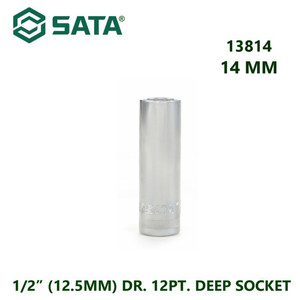 [13814] Kunci Sok Panjang 13814 1/2” /12.5mm 12PT Deep Socket 14 mm Sata Tools