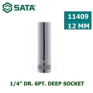 [11409] Kunci Shock Mata Sok 11409 1/4" Dr. 6PT. Deep Socket 12mm Sata Tools