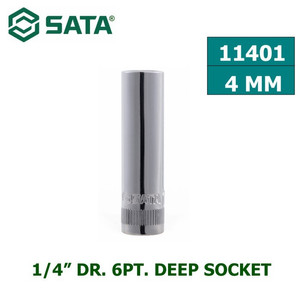 [11401] Kunci Shock Mata Sok 11401 1/4" Dr. 6PT. Deep Socket 4mm Sata Tools