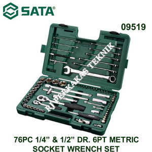 [09519] Kunci Sok Ring Pas 76 Pc 09519 1/4”, 1/2” 6PT Socket Wrench Sata Tools
