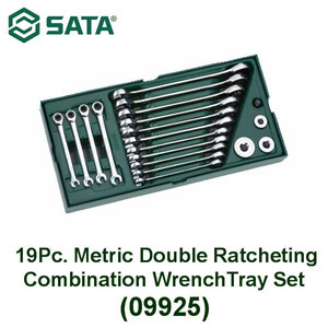 [09925] Kunci Ring Pas 19 Pc Metrik 09925 D Ratchet Wrench Tray Set Sata Tools