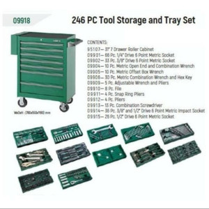 [09918] Tool Kit Set 246 Pcs 09918 7 Drawer Tool Trolley Tray Set Sata Tools