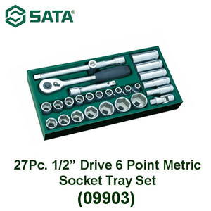 [09903] Kunci Shock 27 Pcs Metrik 09903 1/2" Dr Socket Set Sata Tools