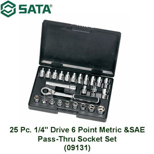 [09131] Kunci Shock 25 Pcs Metrik & Inci 09131 1/4" 6 PT Socket Sata Tools