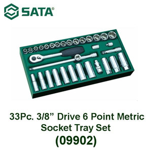 [09902] Kunci Shock 09902 33 Pc 3/8" Dr 6PT Metric Socket Tray Set Sata Tools