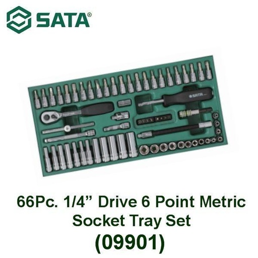 [09901] Kunci Shock 09901 Tray Set 66Pc 1/4" Dr Socket Set (Metric) Sata Tools