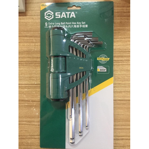 [9124] SATA Kunci L Hex Key Set 9 Pcs Long Ball Point & Torque Handle 09124