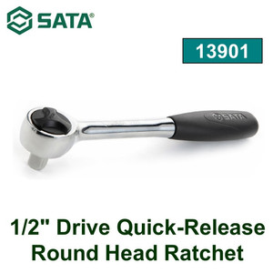 [13901] Gagang Kunci Sok 13901 1/2" Dr. Quick-Release Round Head Ratchet Sata