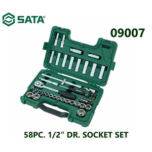 [09007] Kunci Shock Mata Sok 60 Pc Metrik 09007 1/2” 6PT Socket Set Sata Tools