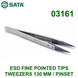 [3161] Pinset Runcing 130 mm 03161 ESD Fine Pointed Tips Tweezers Sata Tools