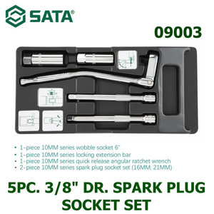 [09003] Kunci Shock Sok Busi 5 Pcs 09003 3/8" Dr Spark Plug Socket Sata Tools