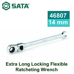 [46807] Kunci Ring Pas 14mm 46807 Extra Long Locking Flex Ratchet Wrench SATA