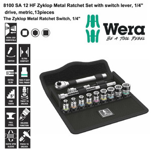[05003756001] Tool Kit Wera 05003756001 Zyklop Metal Ratchet Switch 1/4" Metric 13Pc