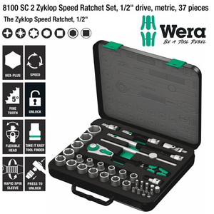 [05003645001] Tool Kit Wera 05003645001 Zyklop Speed Ratchet Set 1/2" Metric 37Pc