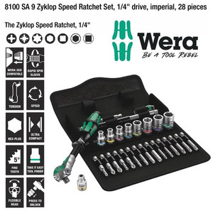 [05004019001] Tool Kit Wera 05004019001 Zyklop Speed Ratchet, 1/4" Imperial 28Pcs