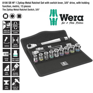 [05003785001] Tool Kit Wera 05003785001 Zyklop Metal Ratchet Switch 3/8" Metric 13Pc