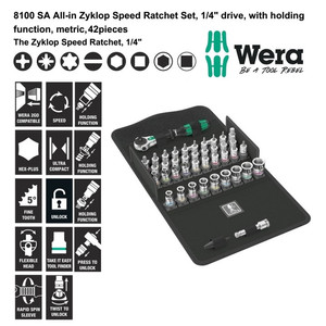 [05003755001] Tool Kit Wera 05003755001 Zyklop Speed Ratchet Set 1/4" Metric, 42Pc