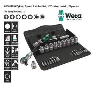 [05004076001] Tool Kit Wera 05004076001 Zyklop Ratchets Set 1/2" Drive, Metric, 28Pc