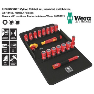 [05004970001] Tool Kit VDE Wera 05004970001 Zyklop Ratchet Set Switch 3/8" Metric