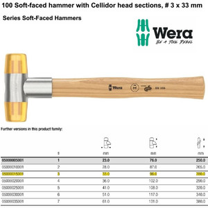[05000015001] Palu Cellidor Wera 05000015001 Soft-Faced Hammer "100" #3 33x96x280mm