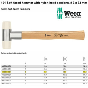 [05000315001] Palu Nylon Wera 05000315001 Soft-faced Hammer "101" #3 33x96x280mm