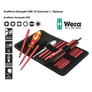 [05003474001] Obeng VDE Bit Set With Handle Wera 05003474001 VDE 16 Universal 16 Pc