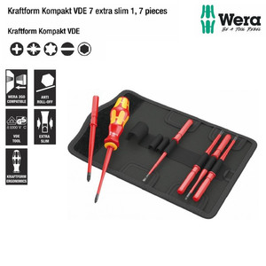 [5003475001] Obeng VDE Bit Extra Slim Set Wera 05003475001 Kraftform Set - 7 Pc