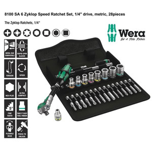 [05004016001] Tool Kit Set Wera 05004016001 Zyklop Speed Ratchet Set 1/4" Drive 28Pc