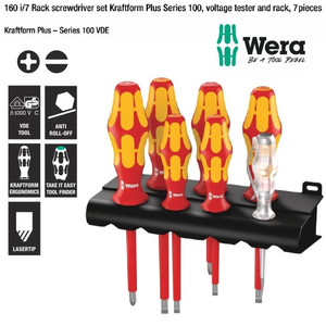 [05006147001] Obeng VDE Set Wera 05006147001 Voltage Tester and Rack, 7 Pc