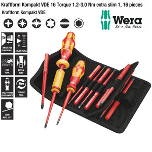 [05135906001] Obeng Torsi VDE Set Wera 05135906001 Torque 1.2-3.0 Nm Extra Slim 16pc