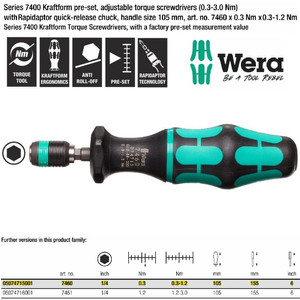 [05074715001] Obeng Torsi 1/4" 0.3-1.2Nm Wera 05074715001 PRE-SET Torque Screwdriver