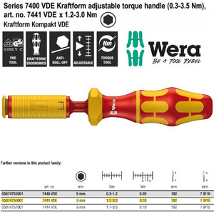 [05074750001] Obeng Torsi VDE 1.2-3.0 Nm Wera 05074750001 VDE Adjustable Torque