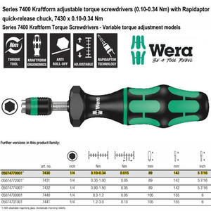 [05074770001] Obeng Torsi 1/4" 0.10 - 0.34 Nm Wera 05074770001 Torque Adjustable Bit