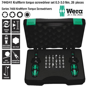 [05074738001] Obeng Torsi Set Wera 05074738001 Torque Screwdriver 0.3-3.0 Nm - 26 Pc