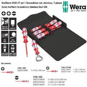 [05022750001] Obeng Stainless Steel VDE Set Wera 05022750001 Screwdrivers VDE 7 Pc