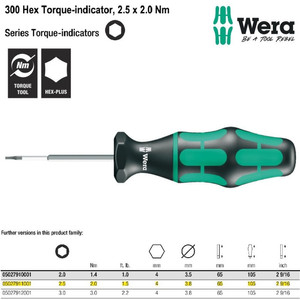 [05027911001] Obeng Torsi Hex-Plus 2.5mm - 2.0 Nm Wera 05027911001 Torque-indicators