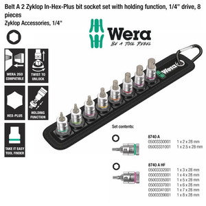 [05003881001] Socket Hex-Plus Wera 05003881001 Zyklop In HexPlus Bit Socket Set 1/4"