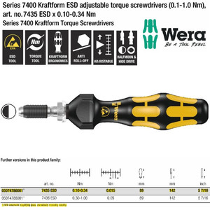 [05074786001] Obeng Torsi ESD 0.10-0.34 Nm Wera 05074786001 ESD Adjustable Torque