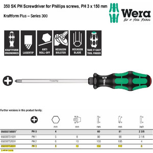 [5008753001] Obeng Plus PH 3x150 mm Wera 05008753001 Screwdriver for Phillips Screw