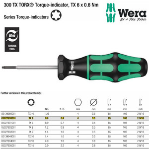 [05027930001] Obeng Torsi Bintang TX 6 - 0.6 Nm Wera 05027930001 Torque-indicators