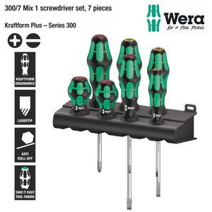 [05008900001] Obeng Plus & Minus Set Wera 05008900001 Mix 1 Screwdriver Set - 7 Pc