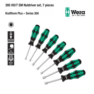 [05029510001] Obeng Hex Nutdriver Set Wera 05029510001 395 HO/7 SM Nutdriver Set 7Pc