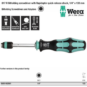 [5051482001] Obeng Hex 1/4" x 133 mm Wera 05051482001 817 R Bitholding Screwdriver