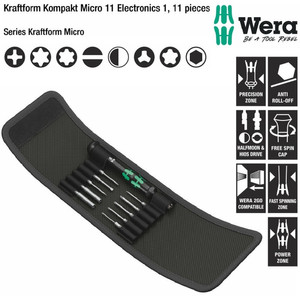 [05073676001] Obeng Micro Set Wera 05073676001 Kompakt Micro 11 Electronics 1, 11 Pc