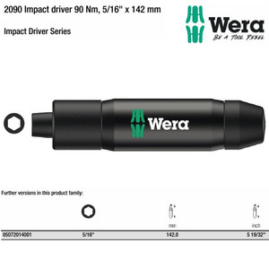 [05072014001] Obeng Ketok Impact Driver 90 Nm, 5/16" x 142 mm Wera 05072014001