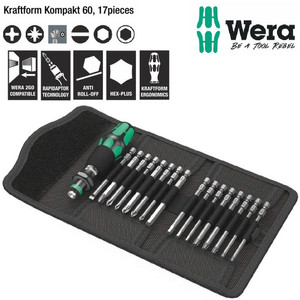 [05059295001] Obeng Bits Set 1/4 inch Wera 05059295001 Kraftform Kompakt 60, 17 Pc